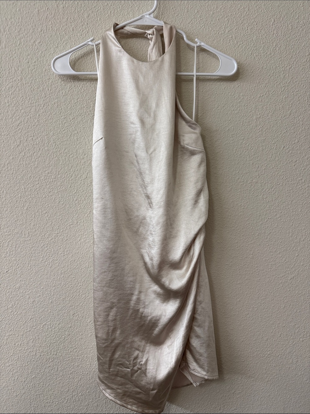 By Together Champagne One-Shoulder Satin Prom Dress